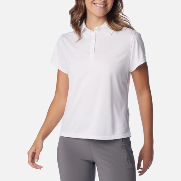 Columbia Women’s Tidal Tee Short  Sleeve Polo White Size L - Picture 1 of 9